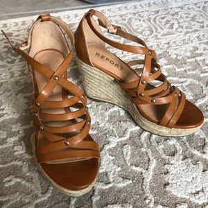 Tan wedge heels